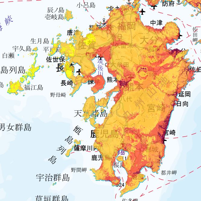 地震動予測地図　九州エリア