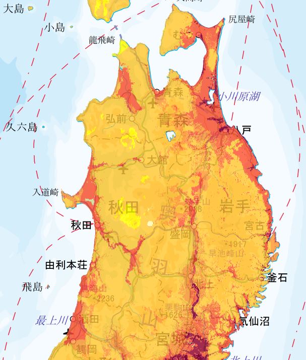 地震動予測地図　東北エリア1
